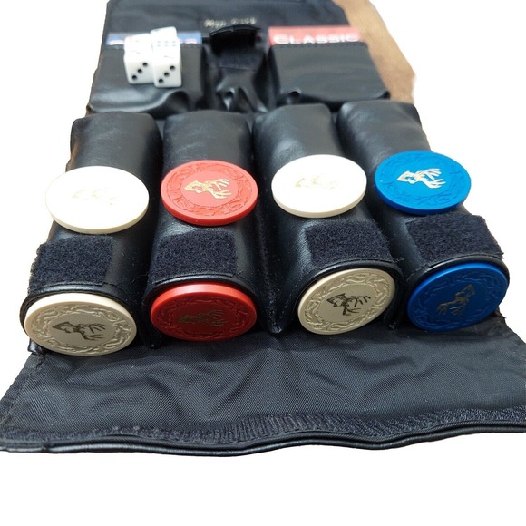 Travel DEER Poker Chip Dice and Card Set in Game Case MNT CORK U.S.A. Cabela's - Picture 4 of 7